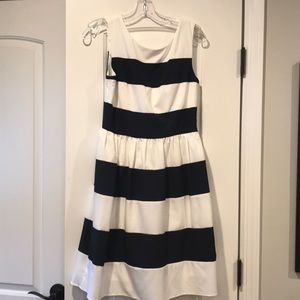 White and Navy Striped Dress